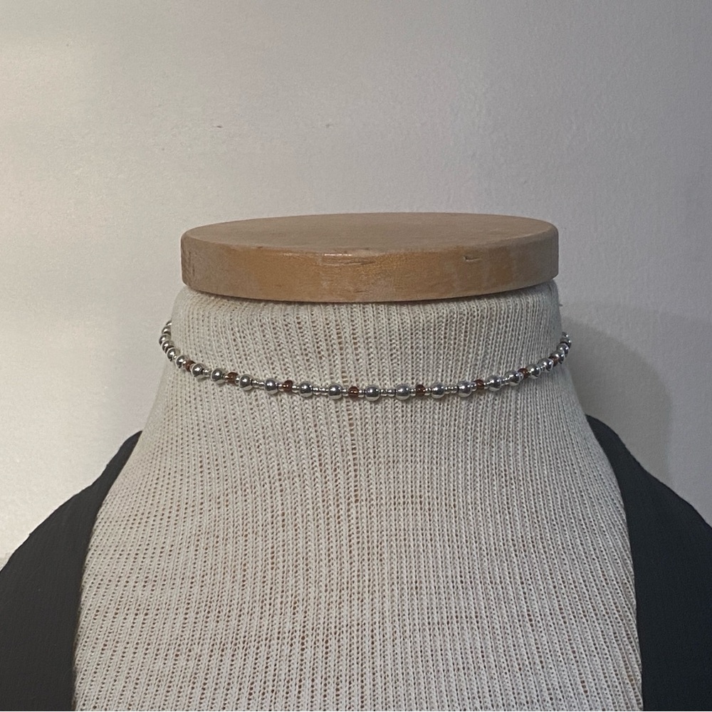 Elegant Silver Beaded Choker Necklace